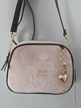 NWT Juicy Couture Juicy For All Velour Crossbody Bag Dusty Blush Chocolate